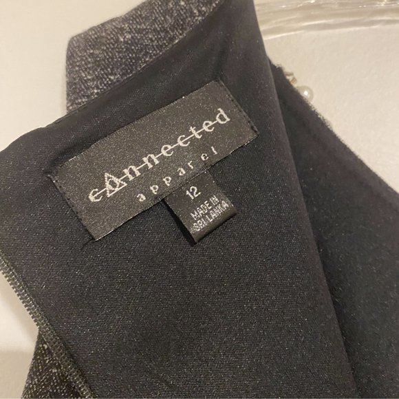 Connected Apparel Layered Front Faux Pearl Neck Dress - Black NWOT - Picture 4 of 6